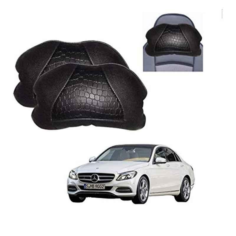 Kozdiko 2 Pcs Black Neck Rest Cushion Pillow Set for Mercedes Benz C-Class