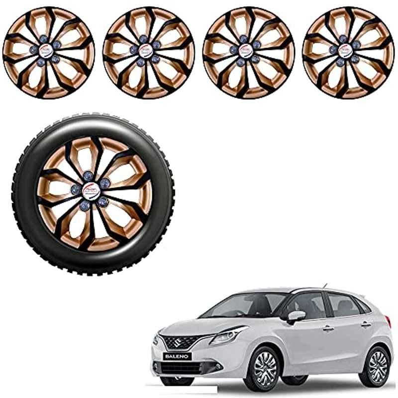 Auto Pearl 4 Pcs 15 inch ABS Golden & Black Car Wheel Cover Set for Maruti Suzuki Baleno New