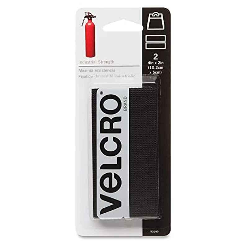 Velcro 90199 2x4 inch Velcro Black Industrial Strength Tape Strip Fastener (Pack of 2)