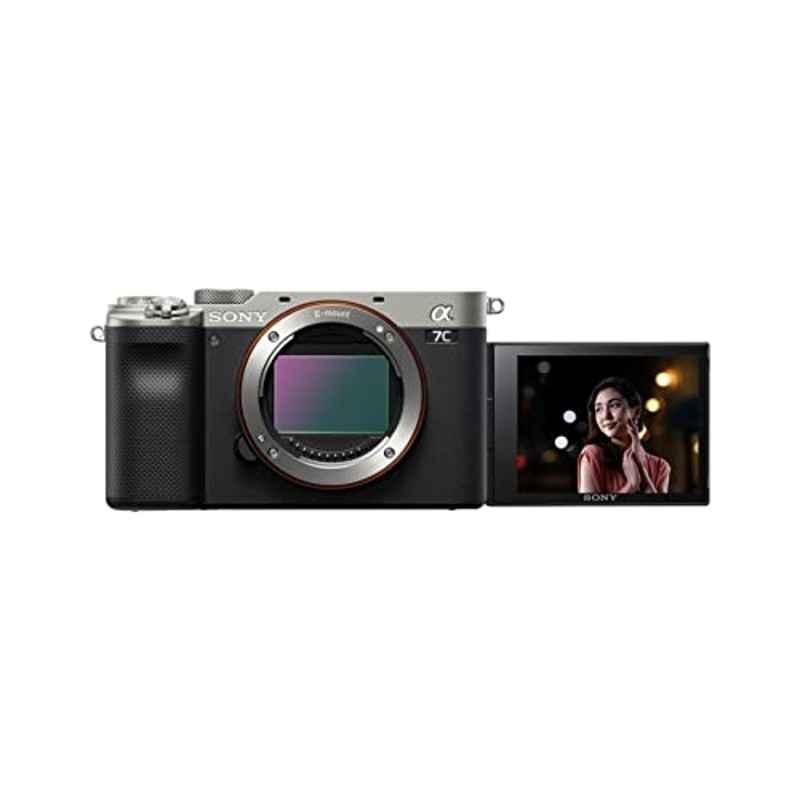 Sony Alpha ILCE-7C 24.2MP Compact Full Frame Silver Camera with Flip Screen, Light Weight & Real time Tracking, ILCE-7C/SQ IN5