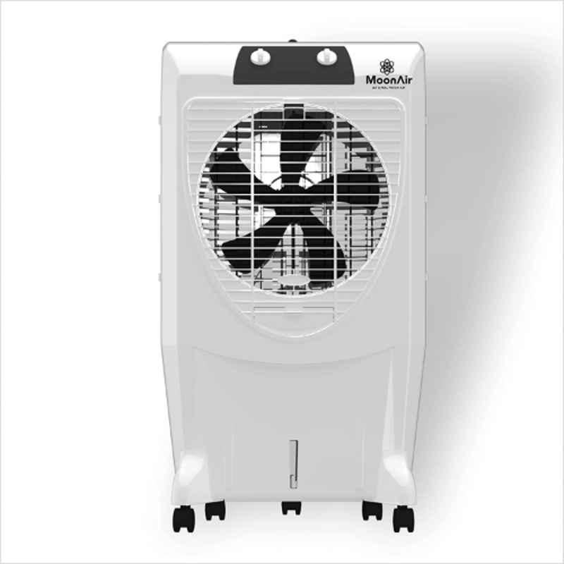 Moonair 95L Plastic Black & White Crystal Desert Air Cooler with 5 Fin Power Flow Blade & Castor Wheels, Crystal 95