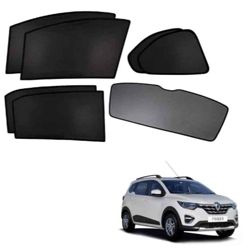 Kozdiko 5 Pcs Polyester Black Non Magnetic Window & Rear Sun Shades Set for Renault Triber