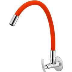 Prestige Passion Brass Chrome Finish Red Flexible Sink Cock with Wall Flange