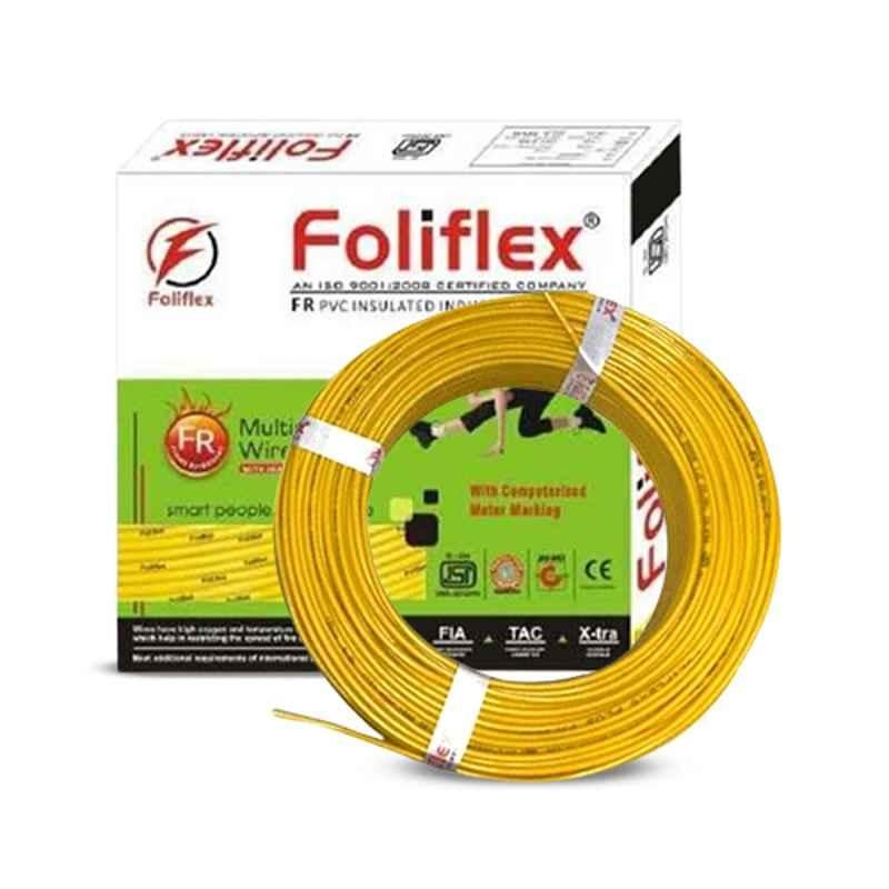 Foliflex Safety 1.5 Sqmm Yellow Single Core FR Multistrand PVC Flexible Wire, Length: 90 m