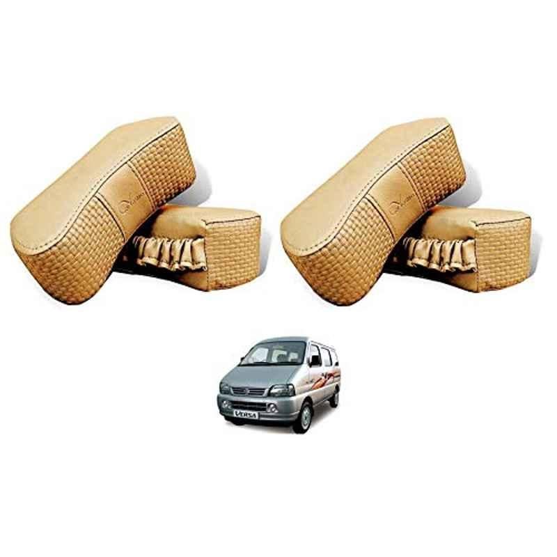 Kozdiko 4 Pcs CV Designer Beige Leatherite Neck Rest Car Cushion Pillow Set for Maruti Suzuki Versa