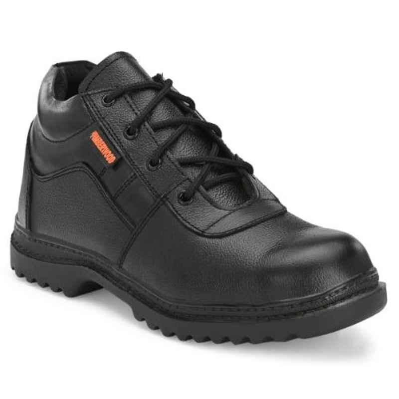 Timberwood TW47 Leather Steel Toe Airmix Sole Mid Ankle Black Work Safety Shoes, Size: 7