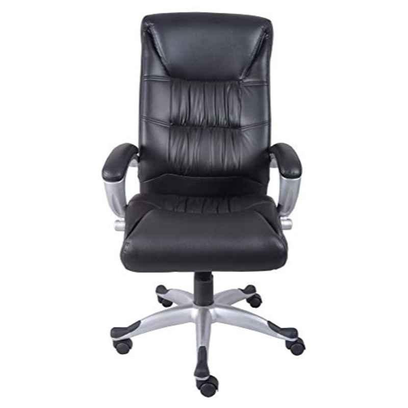 KDF Mart Upholstery Fabric Black Medium Back Adjustable Executive Swivel Chair with Back Support, MIS150