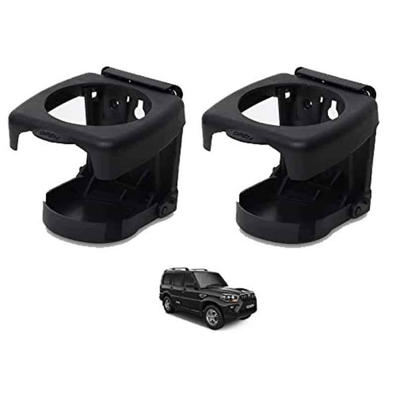 Kozdiko Plastic Black Foldable Car Drink Holder for Mahindra Scorpio (2016-PRESENT) (Pack of 2)