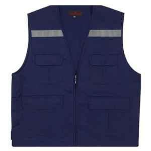 Superb Uniforms Cotton Navy Industrial High Visibility Vest Jacket, SUWHVV/N/002, Size: XL