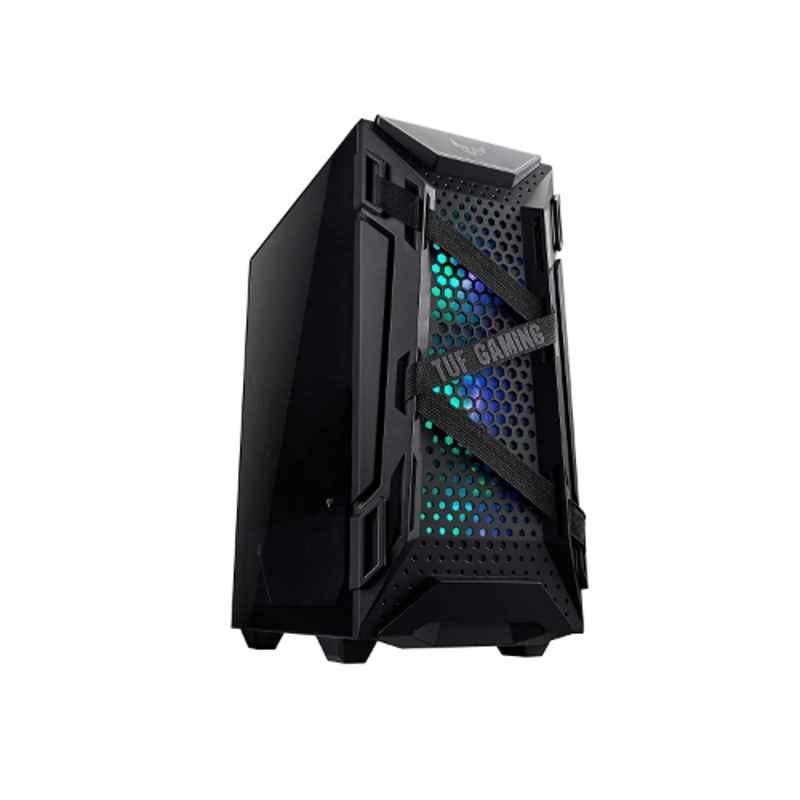 Asus Mid Tower Black Radiator Support Compact Computer Case with Honeycomb Front Panel, Aura Addressable RBG Fan & Headphone Hanger, TUF-GAMING-GT301