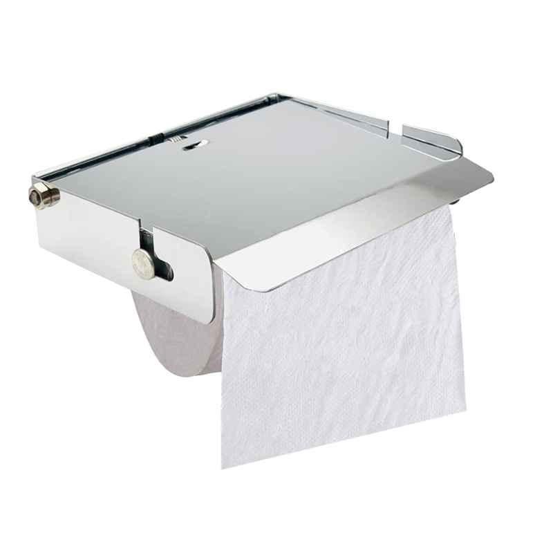 Dolphy Stainless Steel Brushed Toilet Roll Holder with Cover