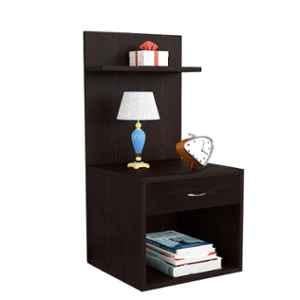 Kawachi Engineered Wood Wenge Brown 2 Storage Shelf Drawer Sofa Bedside Table with Open Cabinet Nightstand End, KAW_KW63-BROWN