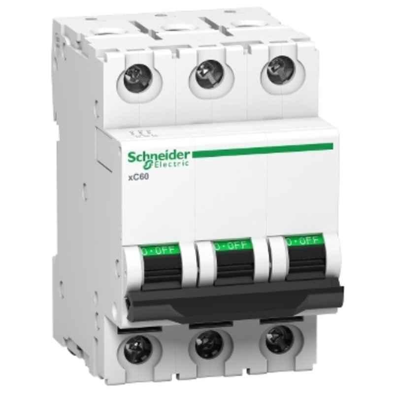 Schneider Acti9 xC60 32A C-Curve Three Pole MCB, A9N3P32C, Breaking Capacity: 10 kA