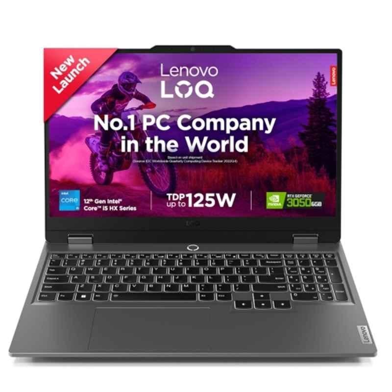 Lenovo LOQ 15IAX9 Luna Grey Laptop with 12th Gen/Intel Core i5-12450HX/16GB/512GB SSD/Win 11 Home & 15.6 inch LED Display, 83GS00PJIN