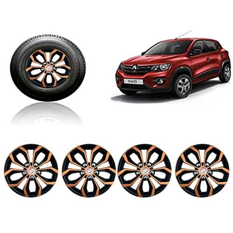 Auto Pearl 4 Pcs 13 inch ABS Black & Copper Premium Car Wheel Cover Set for Renault Kwid