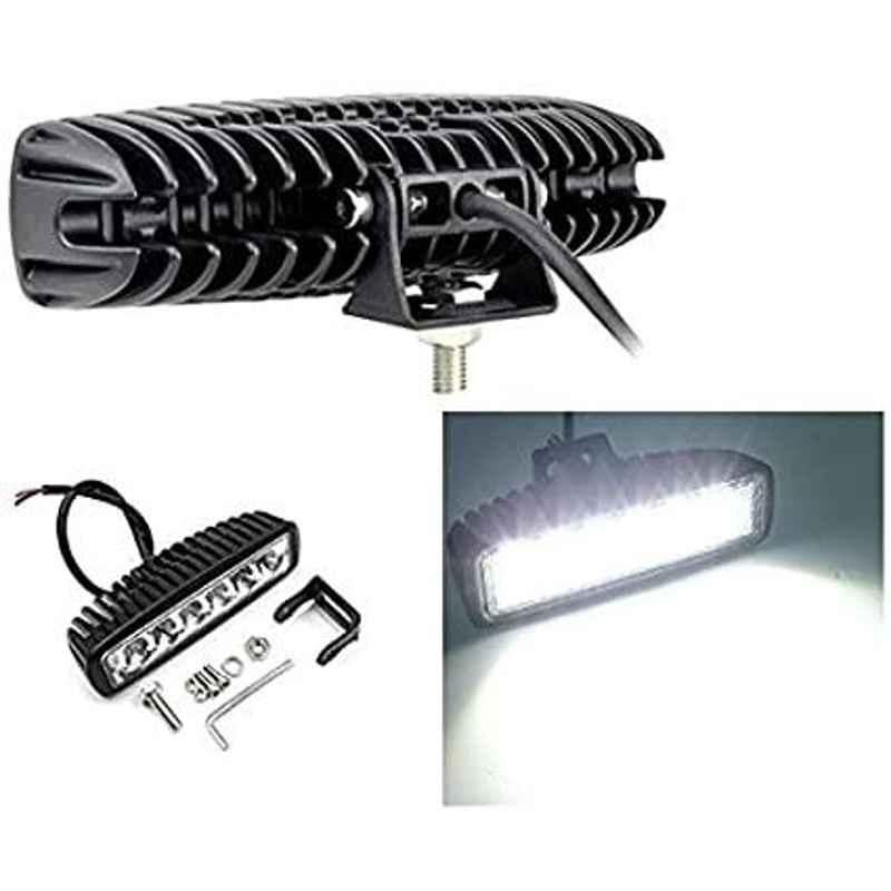 AOW 6 Led Bar White Auxillary Car Fog Lamp, Spot Lamp 18W (Pack of 2) For Renault Pulse