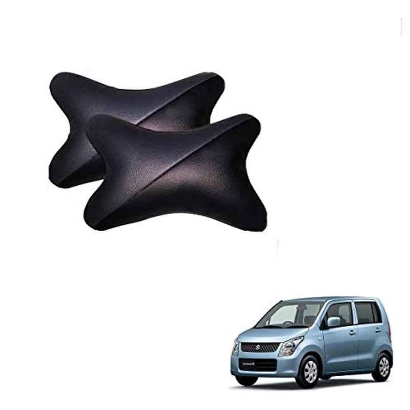 Kozdiko 2 Pcs Memory Foam Grey & Black Car Neck Rest Cushion Pillow Set for Maruti Suzuki WagonR Type-2 (2010-Present)