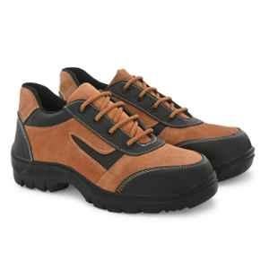All Safe Genuine Leather Steel Toe Sports Look Tan Safety Shoes, Gola 7000, Size: 7