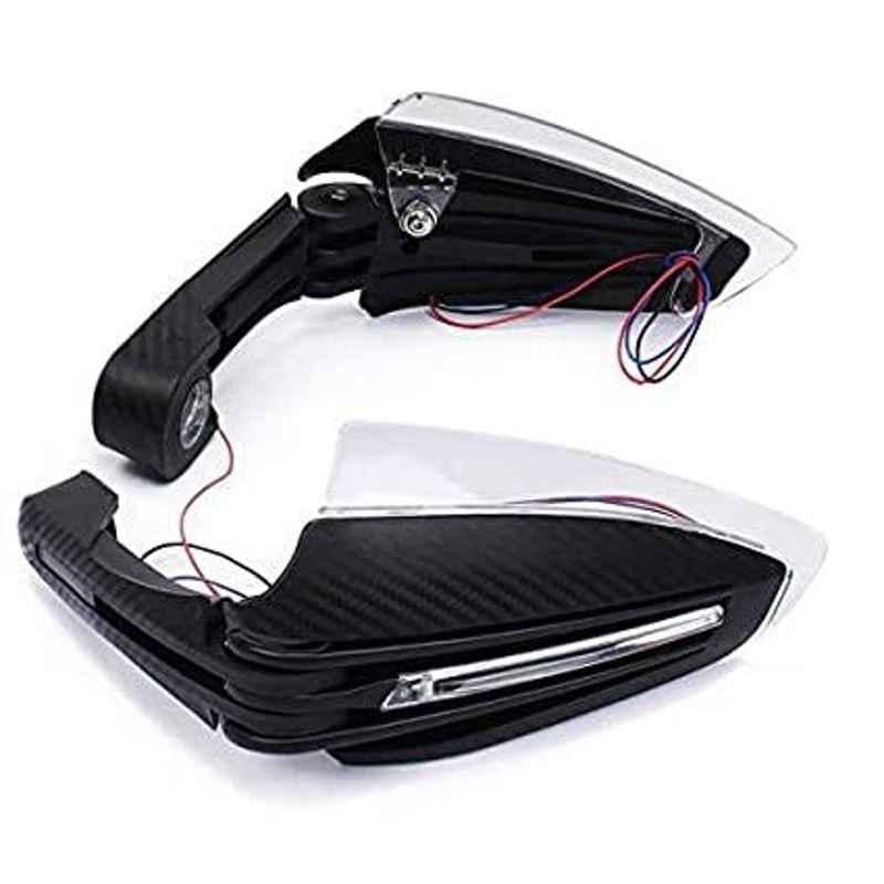 AOW Motorcycle Handguards with Led Light for 7/8 inch Grips - 300 * 140 * 110mm (Black) Folding Type for Bajaj Discover 150 S