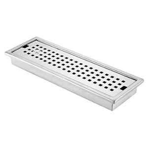 Ruhe 40x5 inch 304 Grade Stainless Steel Shower Drain Channel Palo with Collar, 16-0111-18