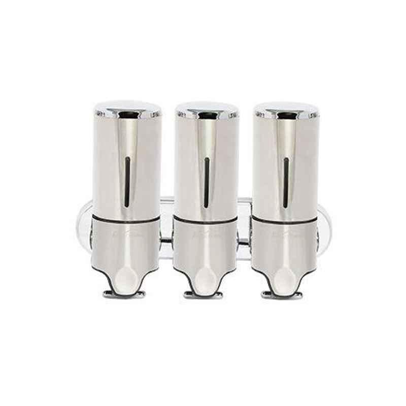 Bharat Photon 3x500ml Wall Mounted Stainless Steel Romantic & Staid Manual Dispenser, BP-MSA-143
