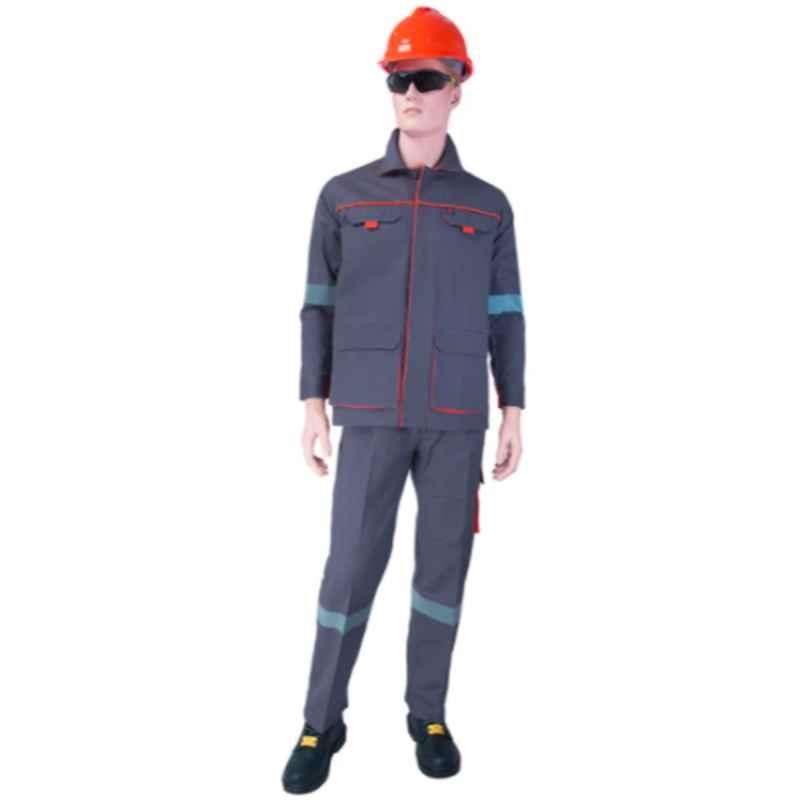 Empiral Comfort Grey Cotton Pant & Shirt with Tapes, E106060702, Size: 4XL