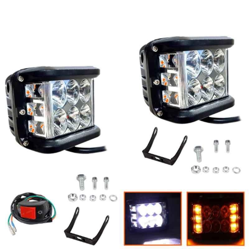 AllExtreme EX36W2SP 2 Pcs 12 LED 36W Amber & White CREE Waterproof Strobe Flood Beam Fog Light Set with On/Off Switch