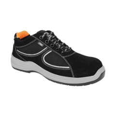 Allen Cooper AC-1582 Suede Leather Composite Cap Toe Black Work Safety Shoes, Size: 8