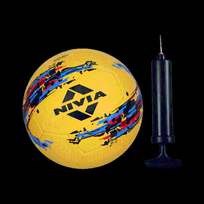 Nivia Storm Yellow & Black Football with Pump, Size: 5