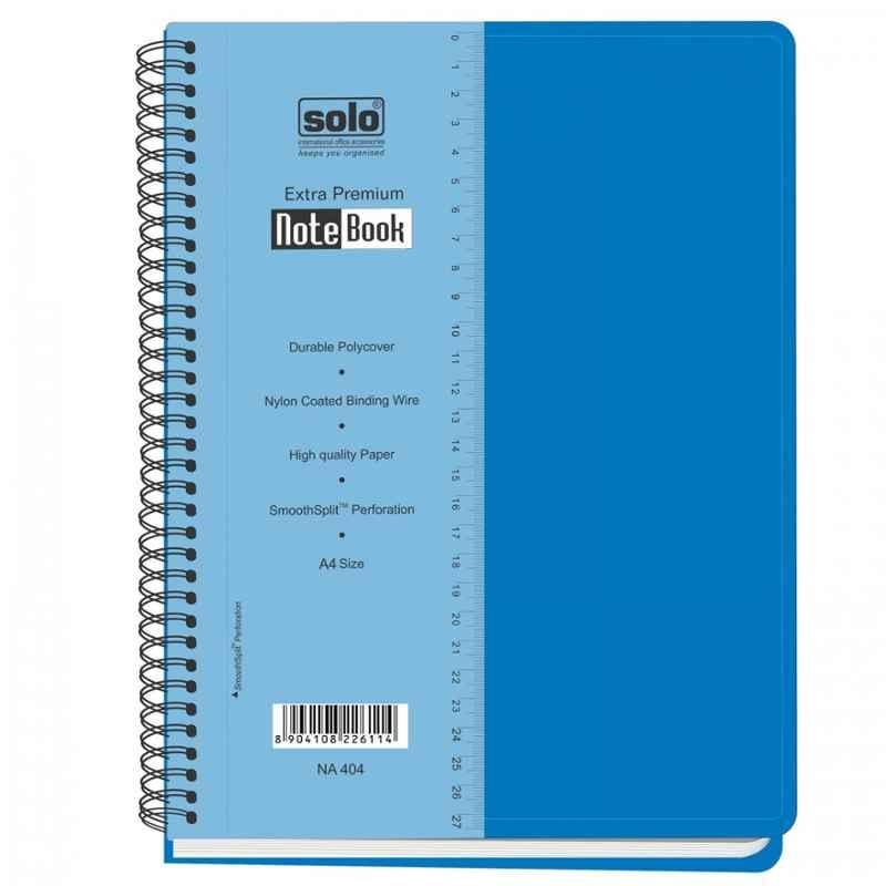 Solo 28x21.5cm 160 Pages Square Ruled Blue Premium Notebook, NA 404 (Pack of 10)