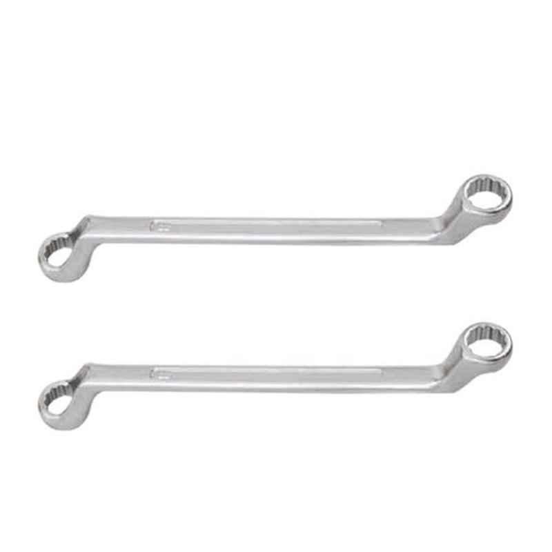 Kendo 8x9 inch Chrome Vanadium Steel Silver Double Ended Ring Spanner, SR-02 (Pack of 10)