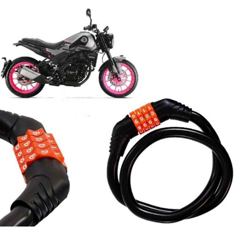 Auto Pearl Black & Orange 4 Digit Anti-Theft Combination Number Lock for Leoncino 250