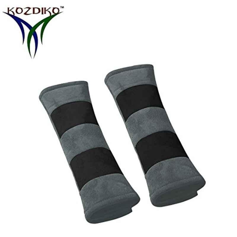 Kozdiko 2 Pcs Valvet Grey & Black Seat Belt Cushion Pillow Set for Volkswagen Passat
