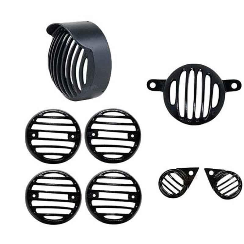 AllExtreme EXPGS8B 8 Pcs Black PVC Plastic Grill Set with Sun Shade Cap for Headlight, Indicator, Tail Light & Parking Light Set