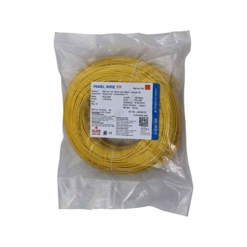Polycab 0.75 Sqmm 1 Core Yellow Copper FRLS PVC Insulated Unsheathed Flexible Cable, Length: 100 m
