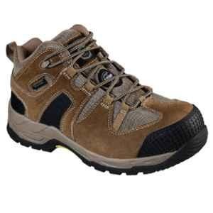 Skechers 77538 Leather Composite Toe Khaki Work Safety Shoes, Size: 8