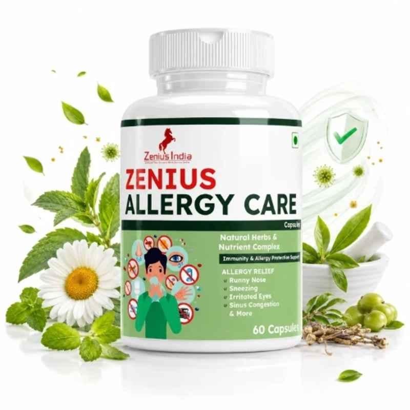 Zenius India 60 Pcs Allergy Care Capsule with Kattha, Manjeeth, Anantmool & Gorakhmundi for Runny Nose, Sneezing, Irritated Eyes, Sinus Congestion & More