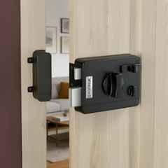 Plantex Heavy Duty Door Lock with 5 Years Warranty/Night Latch Lock with Key & Knob for Main Door/Tribolt Lock for Inside Opening for Home, Hotel, Office Z-Black