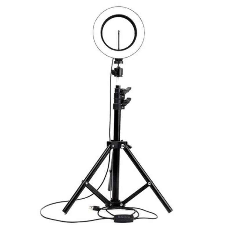 AllExtreme EXAPSC2 10 inch Ring Selfie Dimmable Photography LED Lamp with USB Plug & Tripod Stand