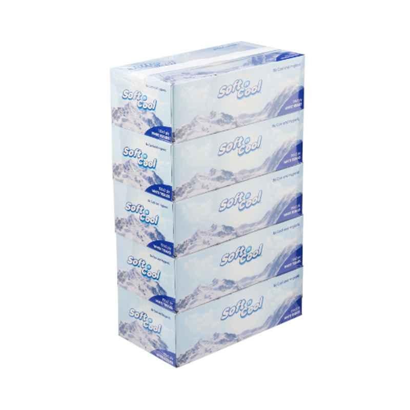 Soft N Cool Facial Tissue Box, SNCT150, (Pack of 5)
