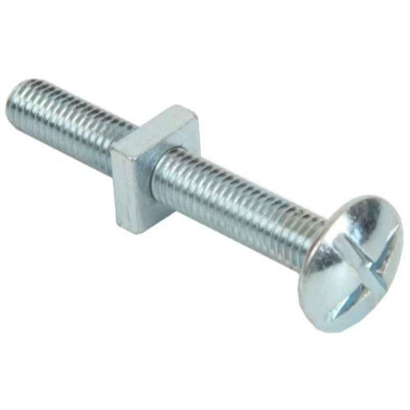 Merriway M6x25mm Zinc Plated Cross Slotted Truss Head Roofing Bolts with Nuts, BH02157 (Pack of 14)