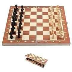 GLS Spider 36cm Wooden Beige Foldable Chess Board with Coins