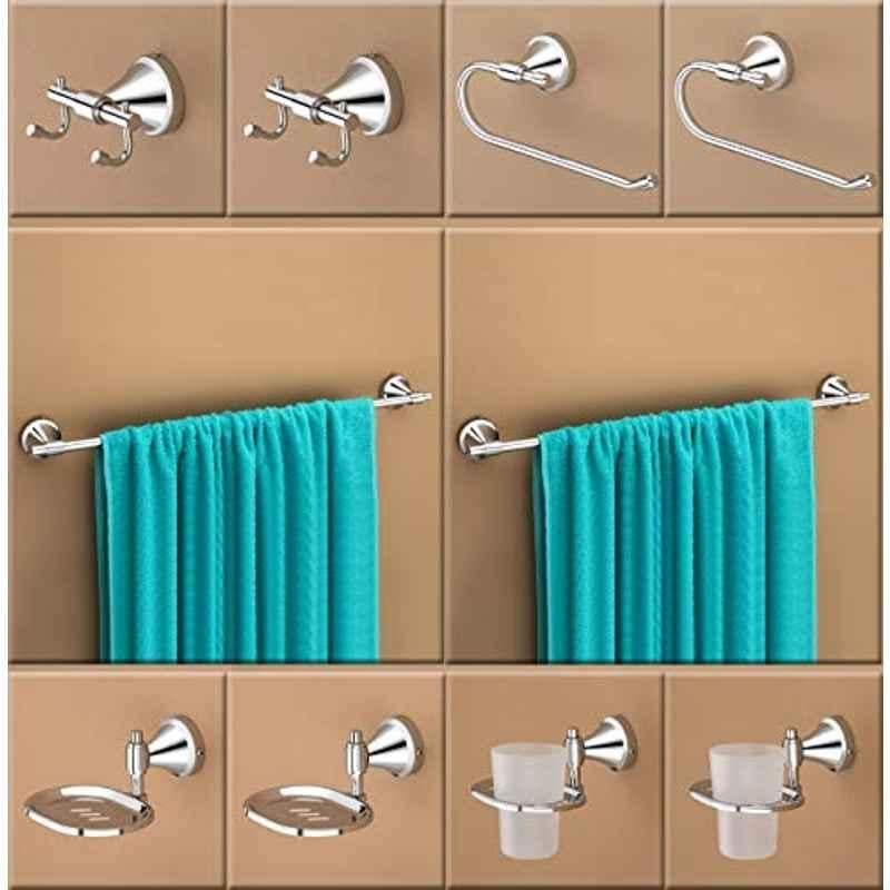Plantex Stainless Steel 304 Grade Bathroom Accessories Set/Bathroom Hanger for Towel/Towel Bar/Napkin Ring/Tumbler Holder/Soap Dish/Robe Hook (Niko 0)