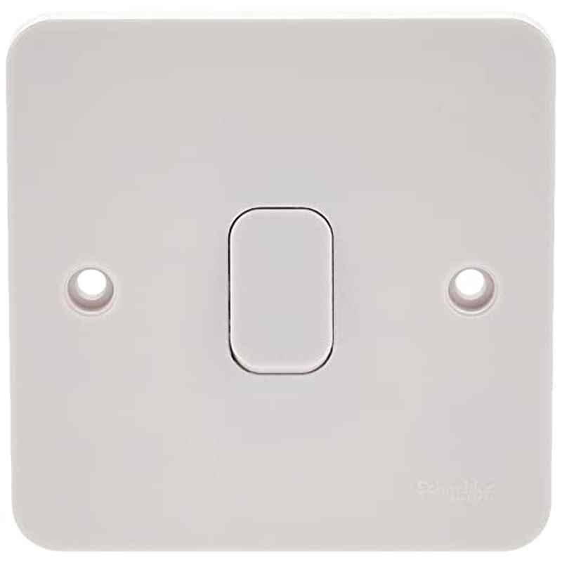 Schneider Lisse 10A 1 Gang 2 Way Plastic White Plate Switch, GGBl1012NIS