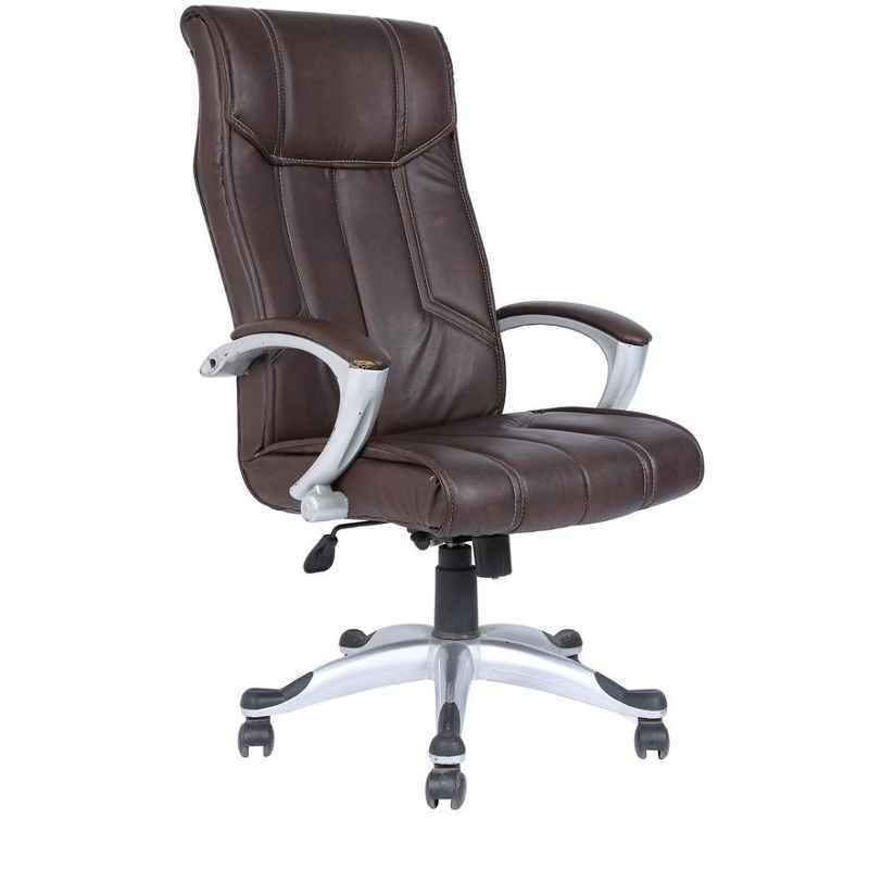 Caddy PU Leatherette Brown Adjustable Office Chair with Back Support, DM 113 (Pack of 2)