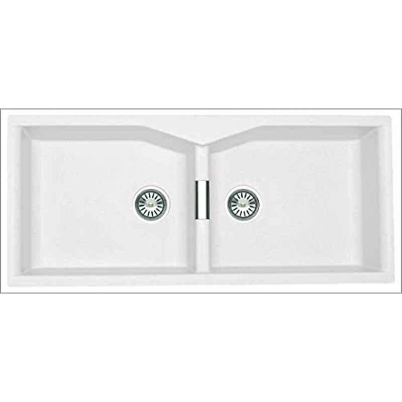 Uken Heavy Duty Quartz Kitchen Sink (45X20) With Accessories(45/20-Qu-Gr-Rws-4) White