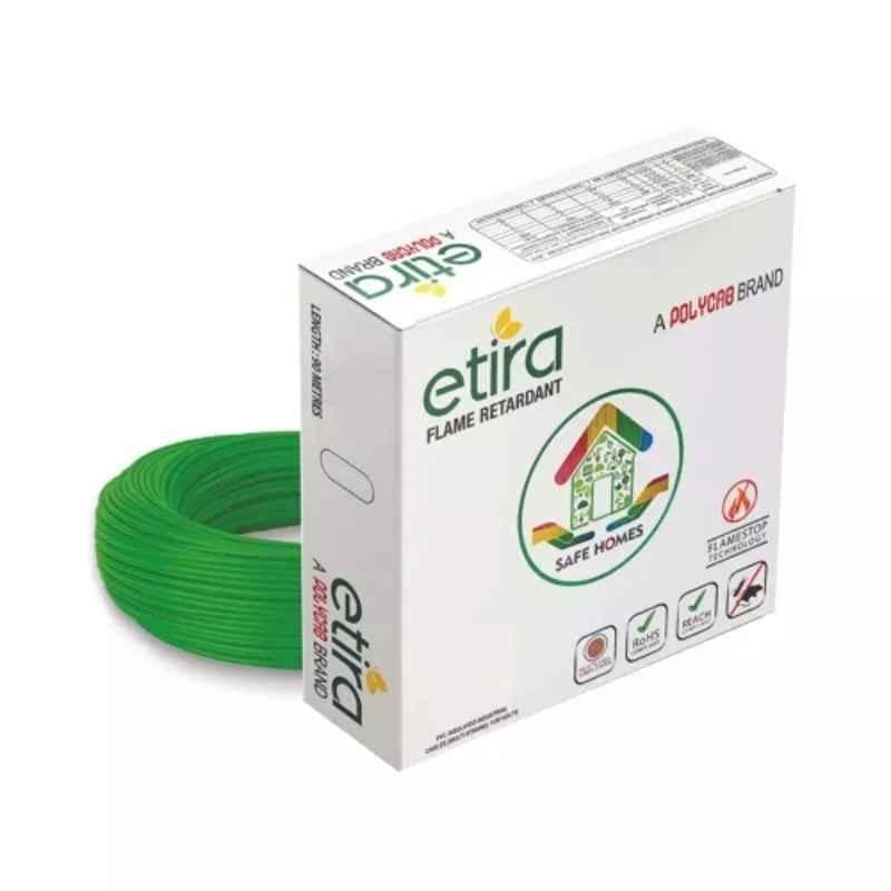 Polycab Etira 1.5 Sqmm Green Single Core FR PVC Insulated Multistrand House Wire, Length: 90 m