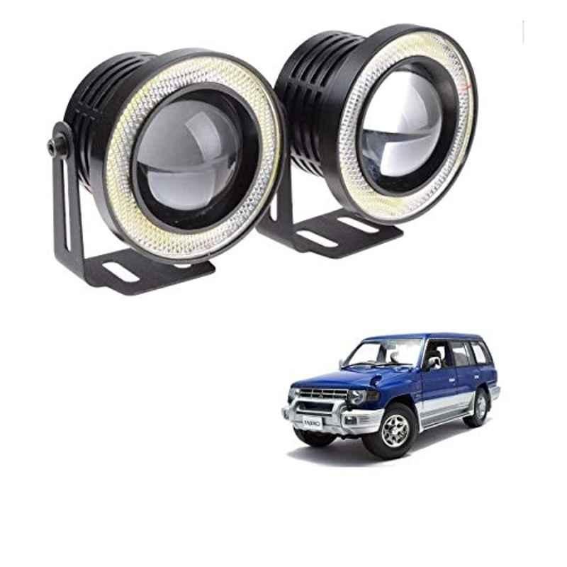 Kozdiko 2 Pcs 15W 3.5 inch High Power White LED Projector COB Fog Light Set with White Angel Eye Ring for Mitsubishi Pajero, koz_89189