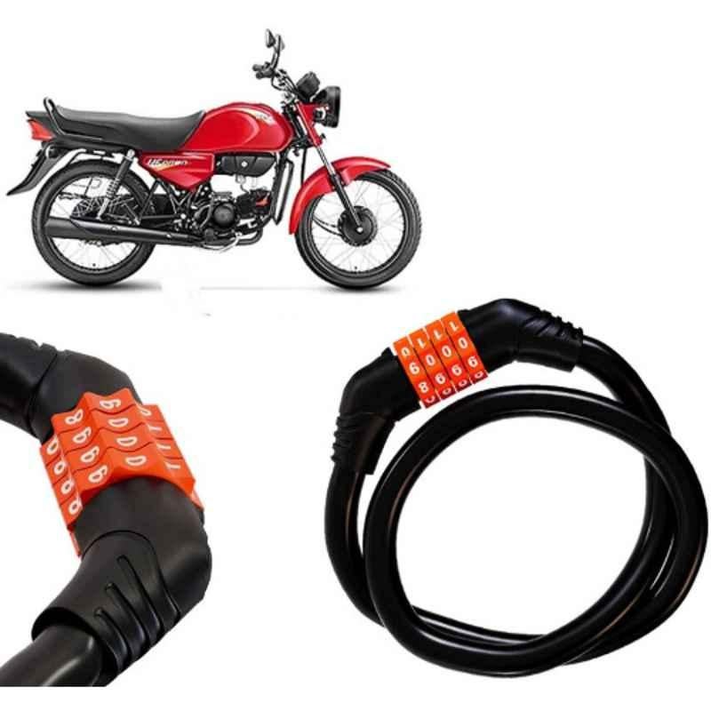 Auto Pearl Black & Orange 4 Digit Anti-Theft Combination Number Lock for HF Dawn BS6