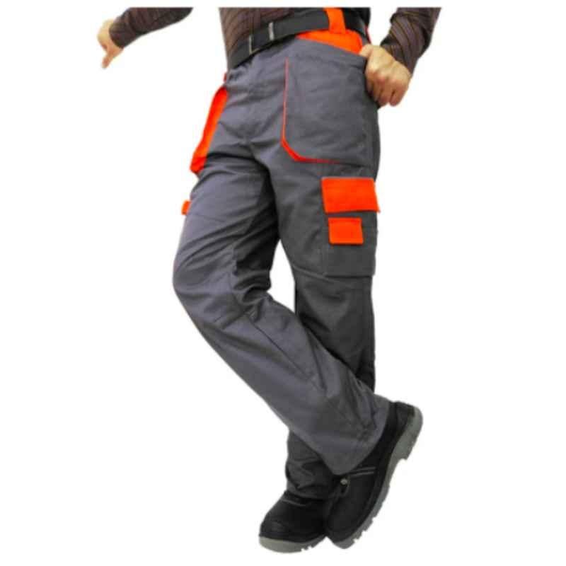 Empiral Spartan I Grey & Orange Polyester Cotton Cargo Pants, E119782801, Size: L